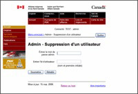 L'&eacute;cran reproduit du menu de Suppression d'un utilisateur