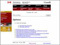 L'&eacute;cran reproduit du menu principal